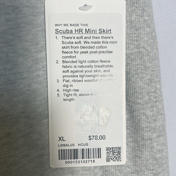 NWT Lululemon Scuba High-Rise Mini Skirt Size XL Heathered Core Ultra Light Grey - Picture 6 of 10